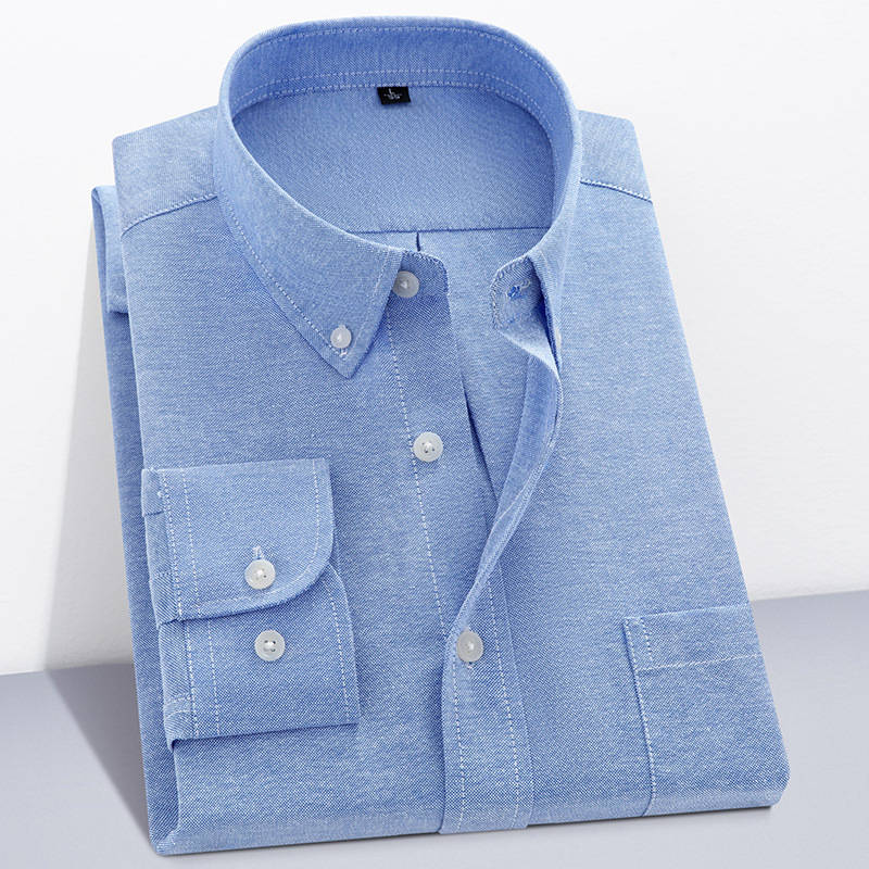 Herren Oxford Textil Reinfarbe Langarmhemd