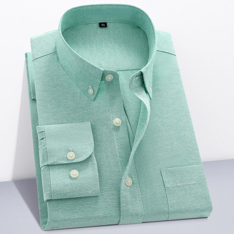 Herren Oxford Textil Reinfarbe Langarmhemd