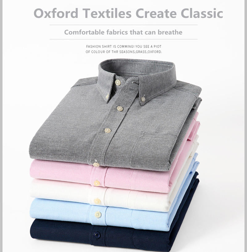 Herren Oxford Textil Reinfarbe Langarmhemd