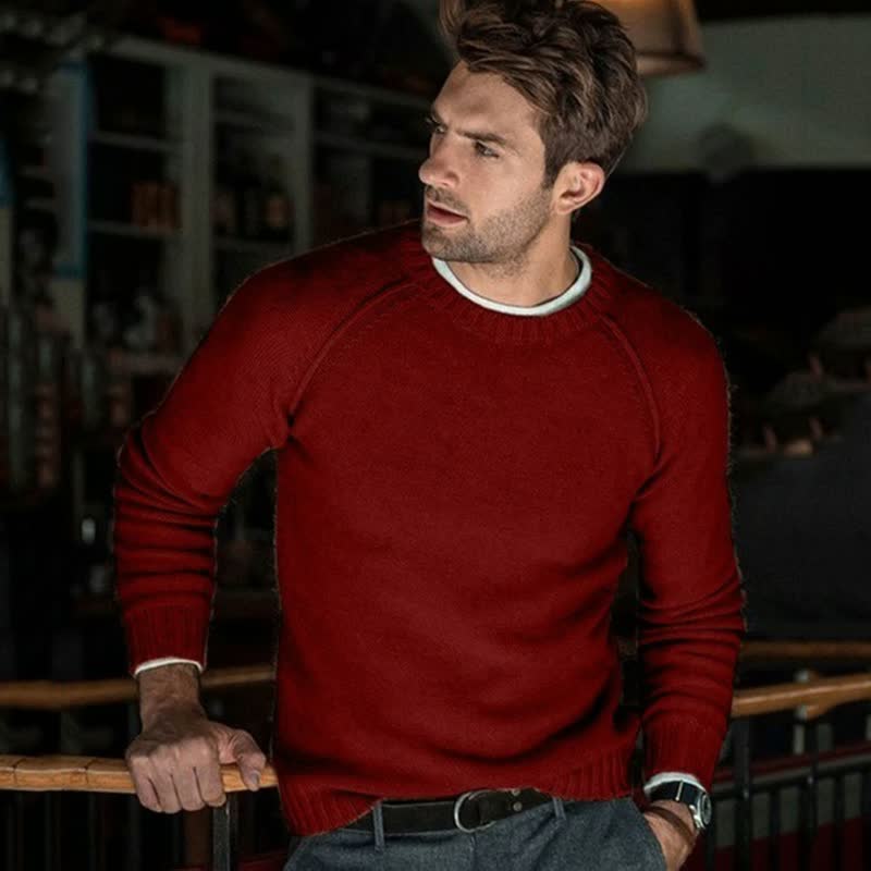 ?Weihnachtsspecials?Lässiger langärmeliger Pullover, weich und warm, für Männer, handgestrickt