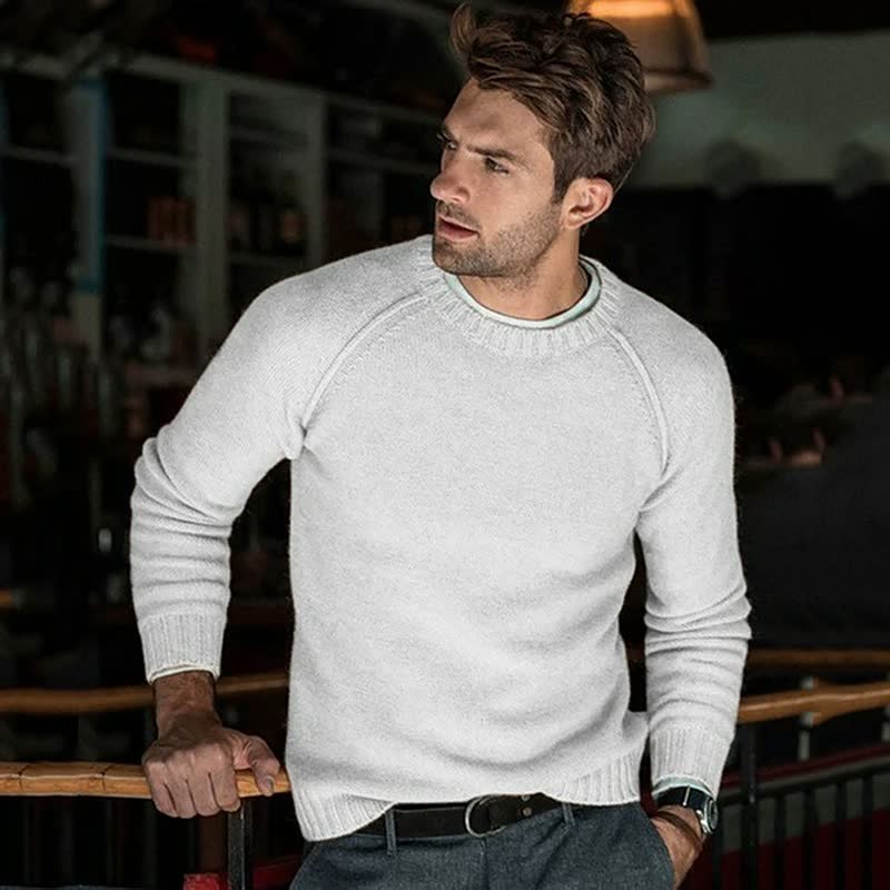 ?Weihnachtsspecials?Lässiger langärmeliger Pullover, weich und warm, für Männer, handgestrickt