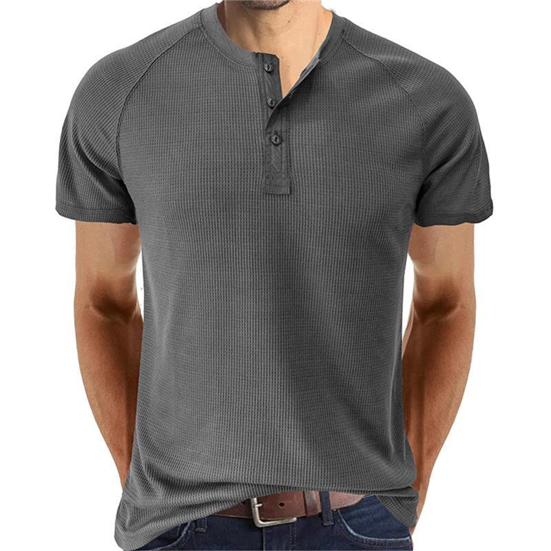 Kurzarm-T-Shirt mit Henley-Ausschnitt für Männer (zwei kaufen, kostenloser Versand)