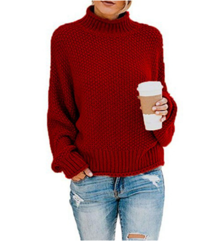 ?? Christmas Special?- Locker sitzender einfarbiger Rollkragenpullover in großer Größe