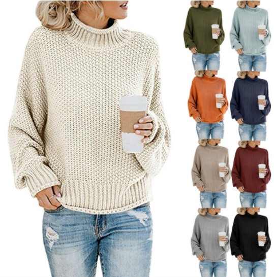 ?? Christmas Special?- Locker sitzender einfarbiger Rollkragenpullover in großer Größe