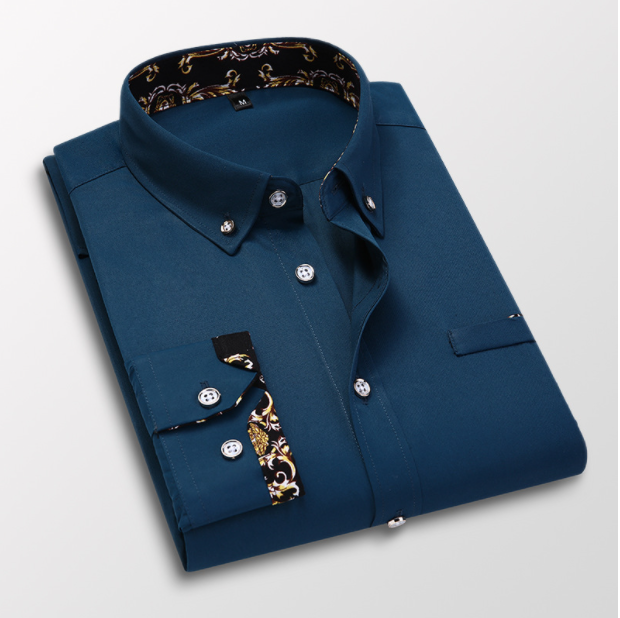 Herren Slim Business Casual Langarmhemd