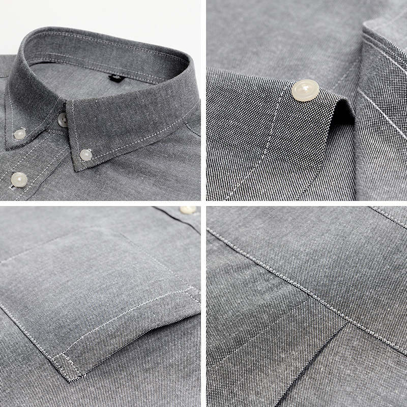 Herren Oxford Textil Reinfarbe Langarmhemd