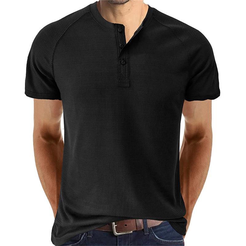 Kurzarm-T-Shirt mit Henley-Ausschnitt für Männer (zwei kaufen, kostenloser Versand)