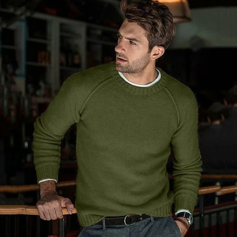 ?Weihnachtsspecials?Lässiger langärmeliger Pullover, weich und warm, für Männer, handgestrickt