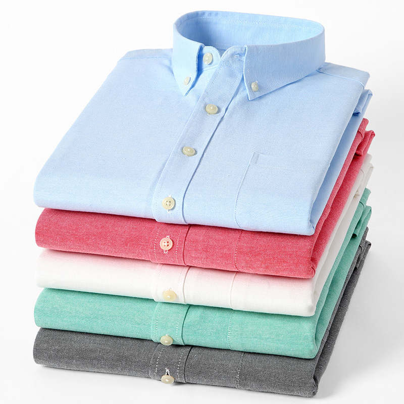 Herren Oxford Textil Reinfarbe Langarmhemd