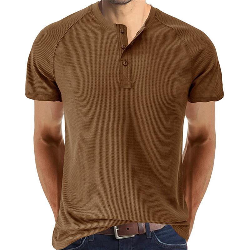 Kurzarm-T-Shirt mit Henley-Ausschnitt für Männer (zwei kaufen, kostenloser Versand)