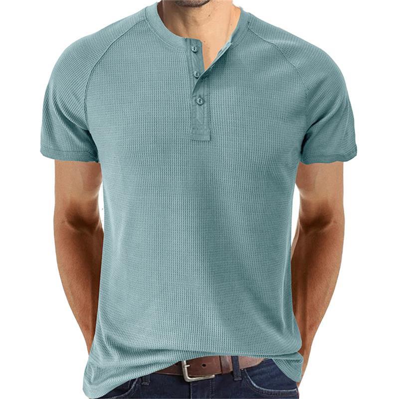 Kurzarm-T-Shirt mit Henley-Ausschnitt für Männer (zwei kaufen, kostenloser Versand)