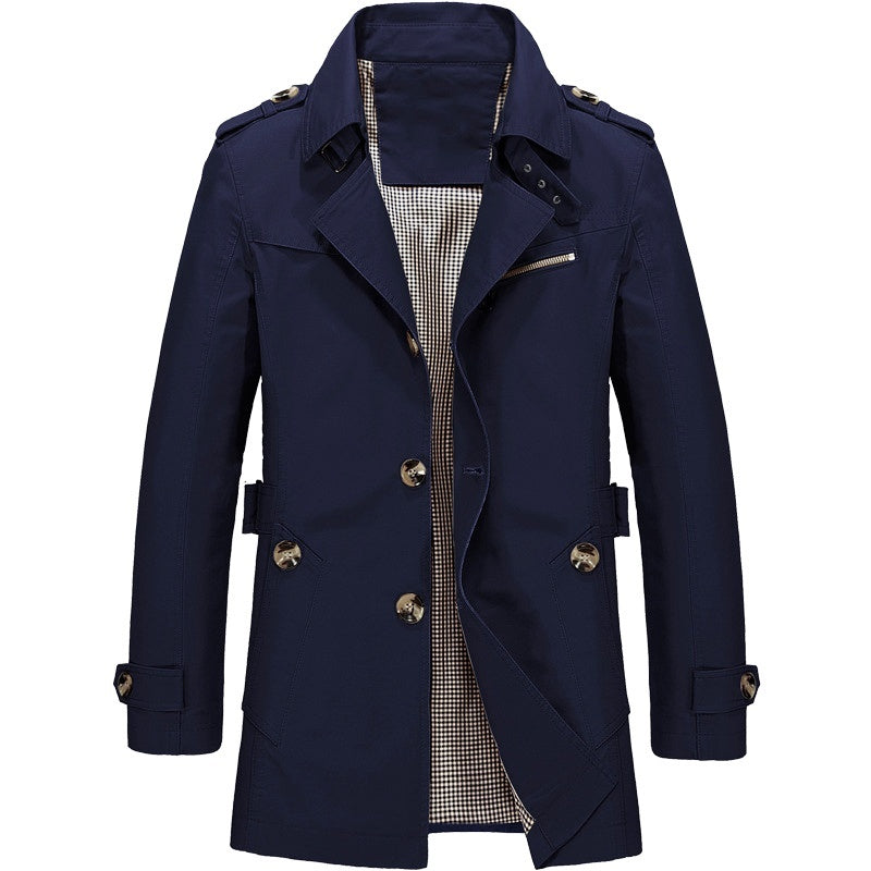 Kostenlose Lieferung - 2023Herren Business Windbreaker Lange Jacken aus reiner Baumwolle Herren Trenchcoats Casual
