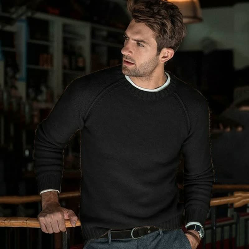 ?Weihnachtsspecials?Lässiger langärmeliger Pullover, weich und warm, für Männer, handgestrickt