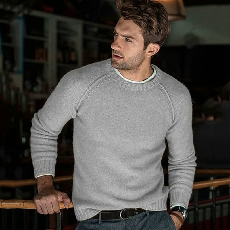 ?Weihnachtsspecials?Lässiger langärmeliger Pullover, weich und warm, für Männer, handgestrickt
