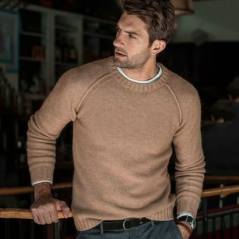 ?Weihnachtsspecials?Lässiger langärmeliger Pullover, weich und warm, für Männer, handgestrickt