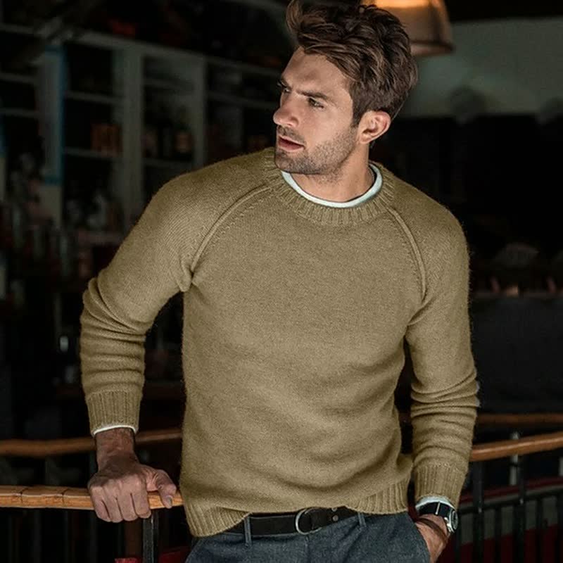 ?Weihnachtsspecials?Lässiger langärmeliger Pullover, weich und warm, für Männer, handgestrickt