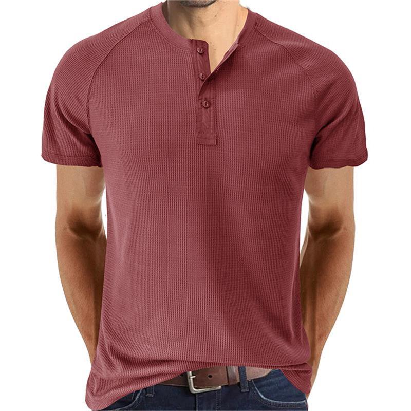 Kurzarm-T-Shirt mit Henley-Ausschnitt für Männer (zwei kaufen, kostenloser Versand)
