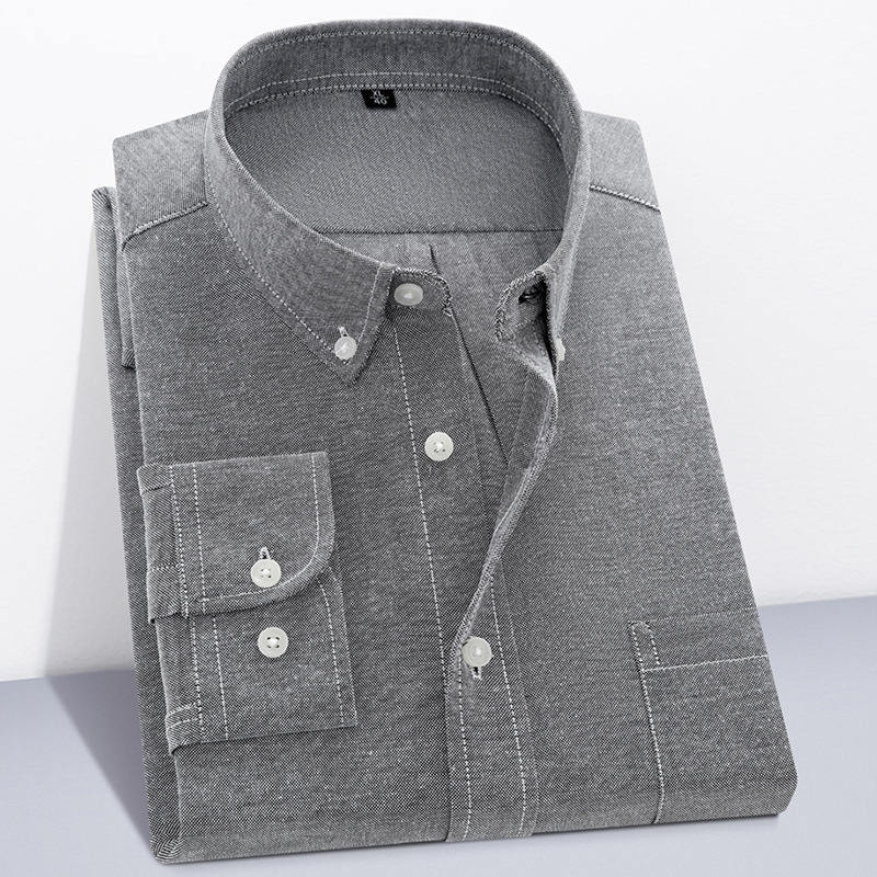 Herren Oxford Textil Reinfarbe Langarmhemd
