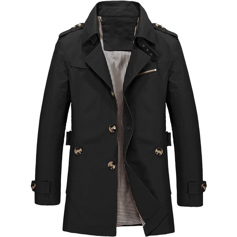 Kostenlose Lieferung - 2023Herren Business Windbreaker Lange Jacken aus reiner Baumwolle Herren Trenchcoats Casual