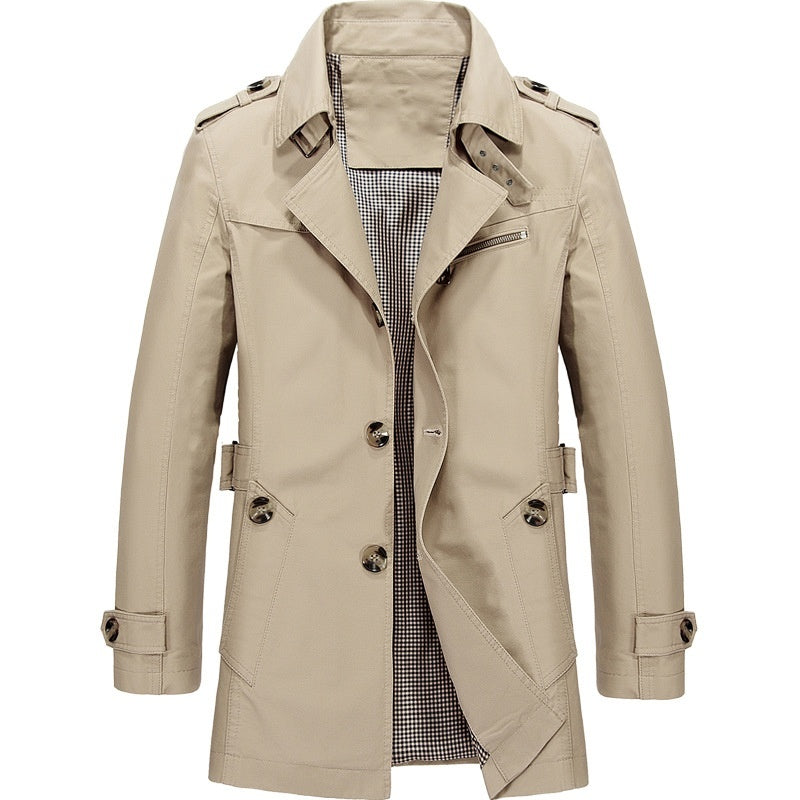 Kostenlose Lieferung - 2023Herren Business Windbreaker Lange Jacken aus reiner Baumwolle Herren Trenchcoats Casual