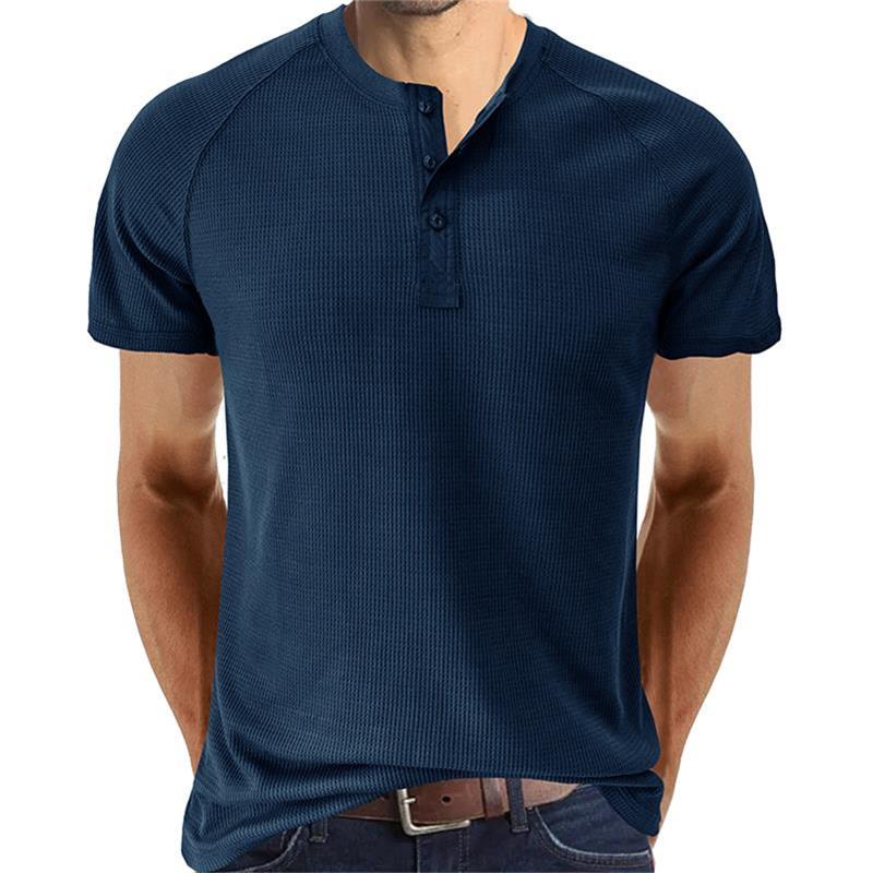 Kurzarm-T-Shirt mit Henley-Ausschnitt für Männer (zwei kaufen, kostenloser Versand)