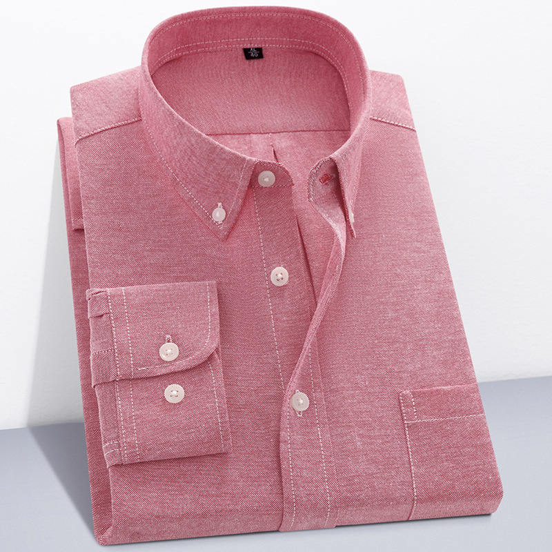 Herren Oxford Textil Reinfarbe Langarmhemd