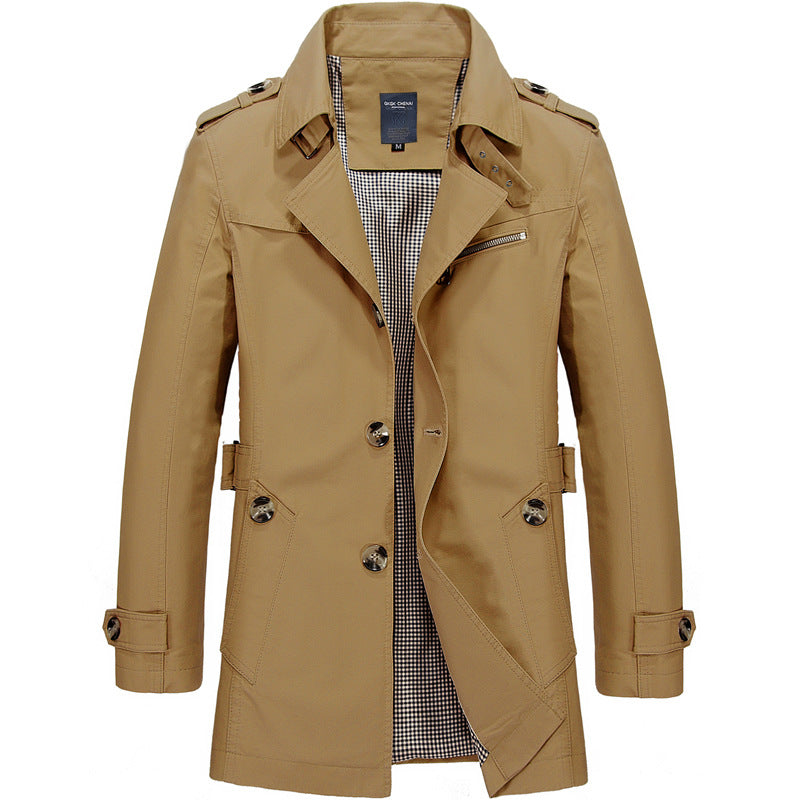 Kostenlose Lieferung - 2023Herren Business Windbreaker Lange Jacken aus reiner Baumwolle Herren Trenchcoats Casual