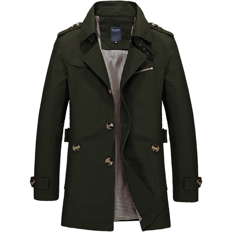 Kostenlose Lieferung - 2023Herren Business Windbreaker Lange Jacken aus reiner Baumwolle Herren Trenchcoats Casual