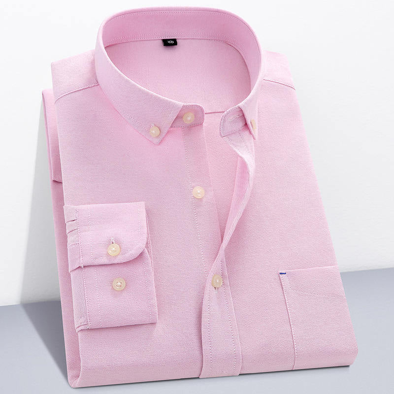Herren Oxford Textil Reinfarbe Langarmhemd