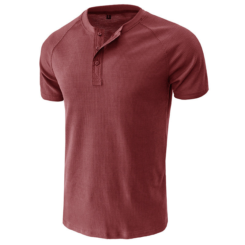 Kurzarm-T-Shirt mit Henley-Ausschnitt für Männer (zwei kaufen, kostenloser Versand)