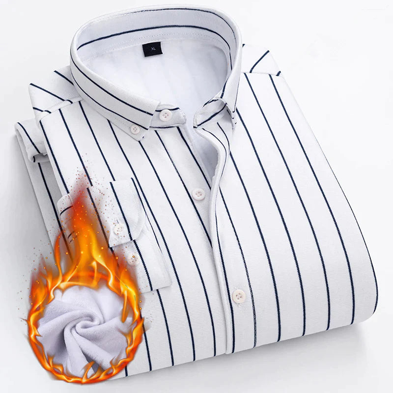 Gestreiftes Thermohemd aus doppelseitigem Fleece für Männer