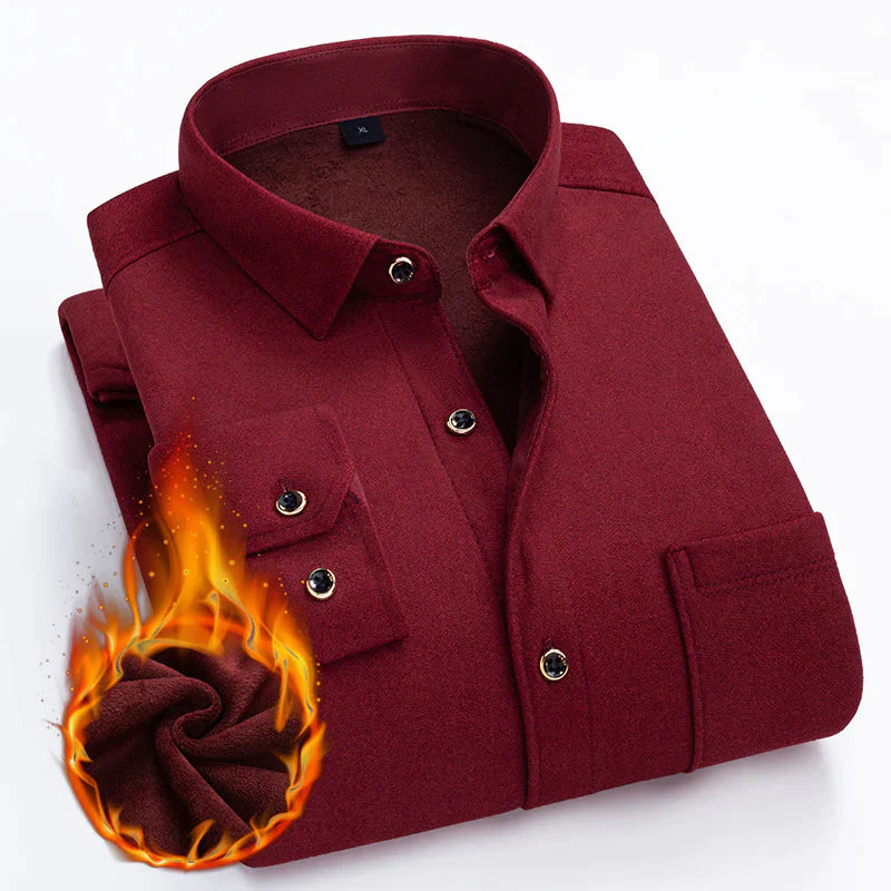 Gestreiftes Thermohemd aus doppelseitigem Fleece für Männer