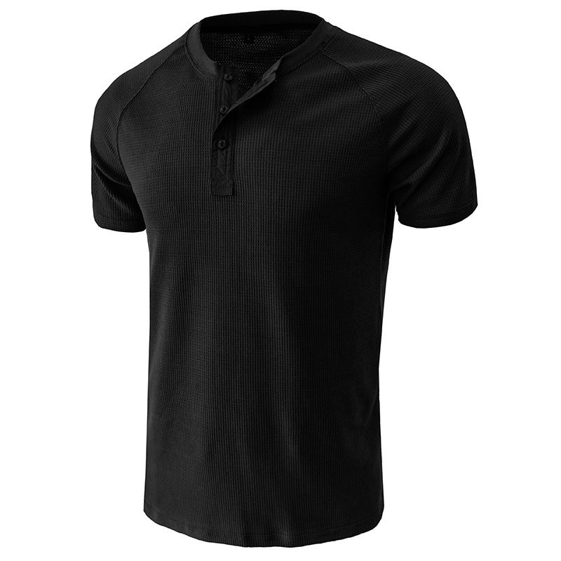 Kurzarm-T-Shirt mit Henley-Ausschnitt für Männer (zwei kaufen, kostenloser Versand)