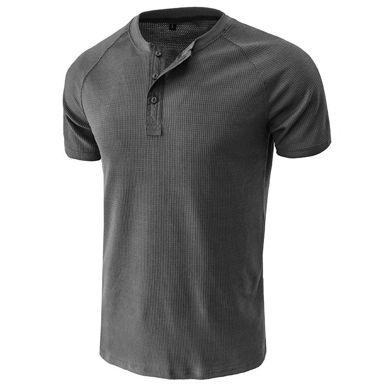 Kurzarm-T-Shirt mit Henley-Ausschnitt für Männer (zwei kaufen, kostenloser Versand)