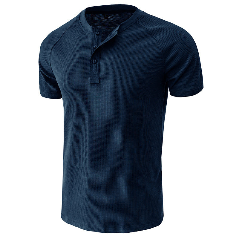 Kurzarm-T-Shirt mit Henley-Ausschnitt für Männer (zwei kaufen, kostenloser Versand)