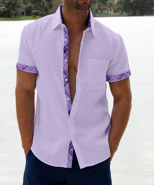 Herren Karo-Kragen Button Down Freizeithemd