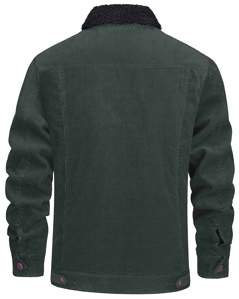 Herren Cord Jacke Sherpa gefüttert Cargo Jacken Baumwolle Turn Down Kragen Winter Warm Casual Arbeit Mantel mit 5 Taschen