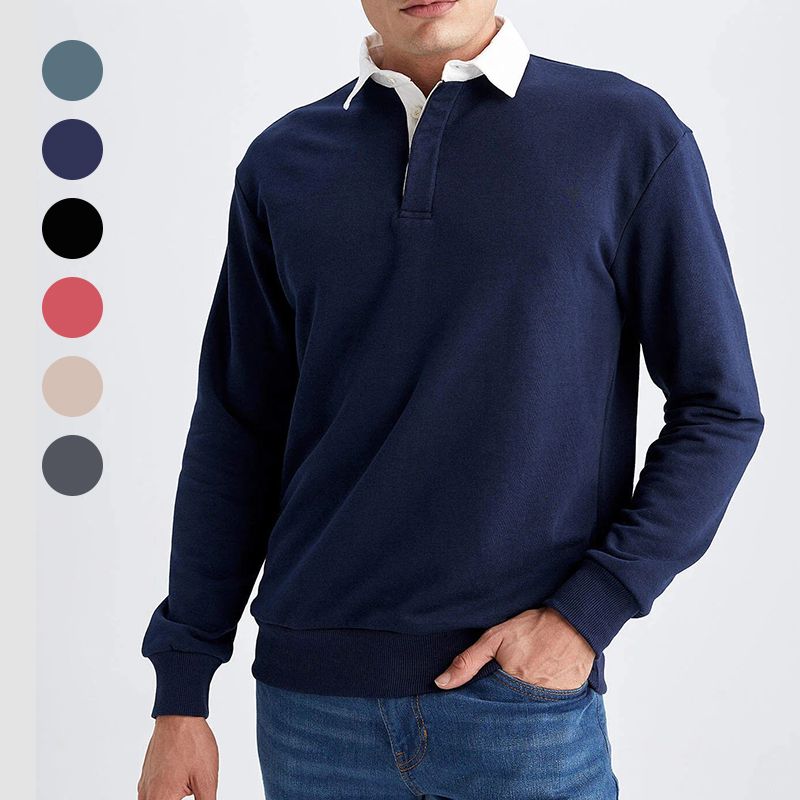 Lässiges Herbst-Sweatshirt für Herren mit langen Ärmeln und Revers - Weihnachtsgeschenk