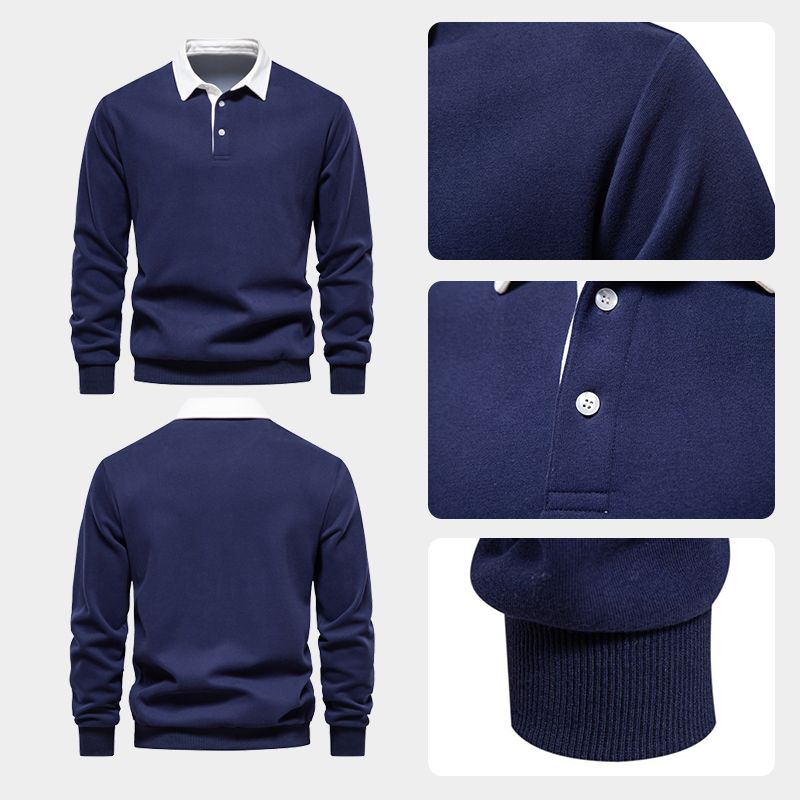 Lässiges Herbst-Sweatshirt für Herren mit langen Ärmeln und Revers - Weihnachtsgeschenk
