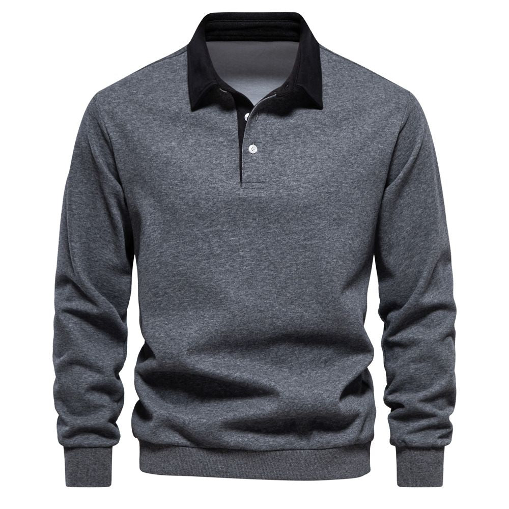 Lässiges Herbst-Sweatshirt für Herren mit langen Ärmeln und Revers - Weihnachtsgeschenk