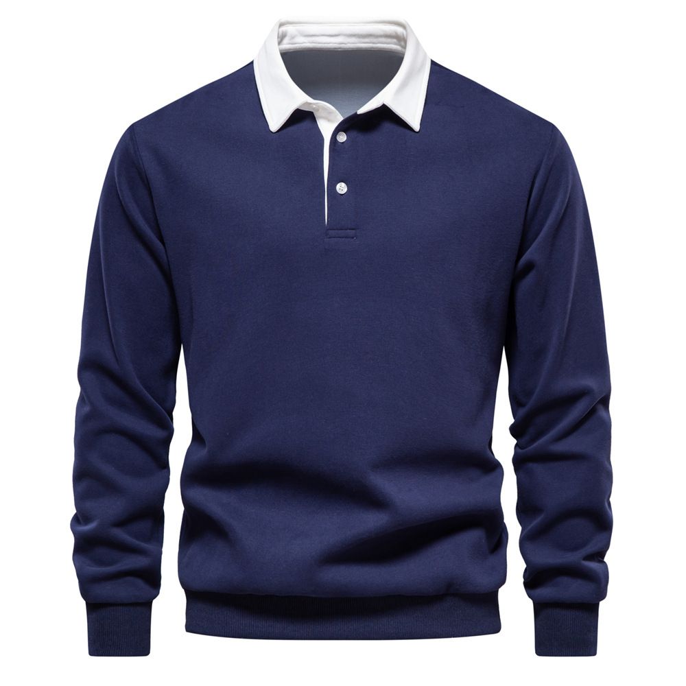 Lässiges Herbst-Sweatshirt für Herren mit langen Ärmeln und Revers - Weihnachtsgeschenk