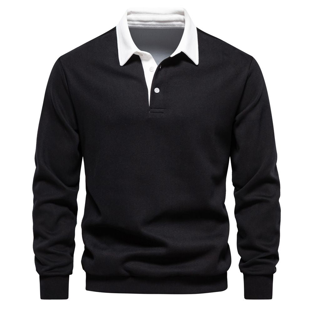 Lässiges Herbst-Sweatshirt für Herren mit langen Ärmeln und Revers - Weihnachtsgeschenk