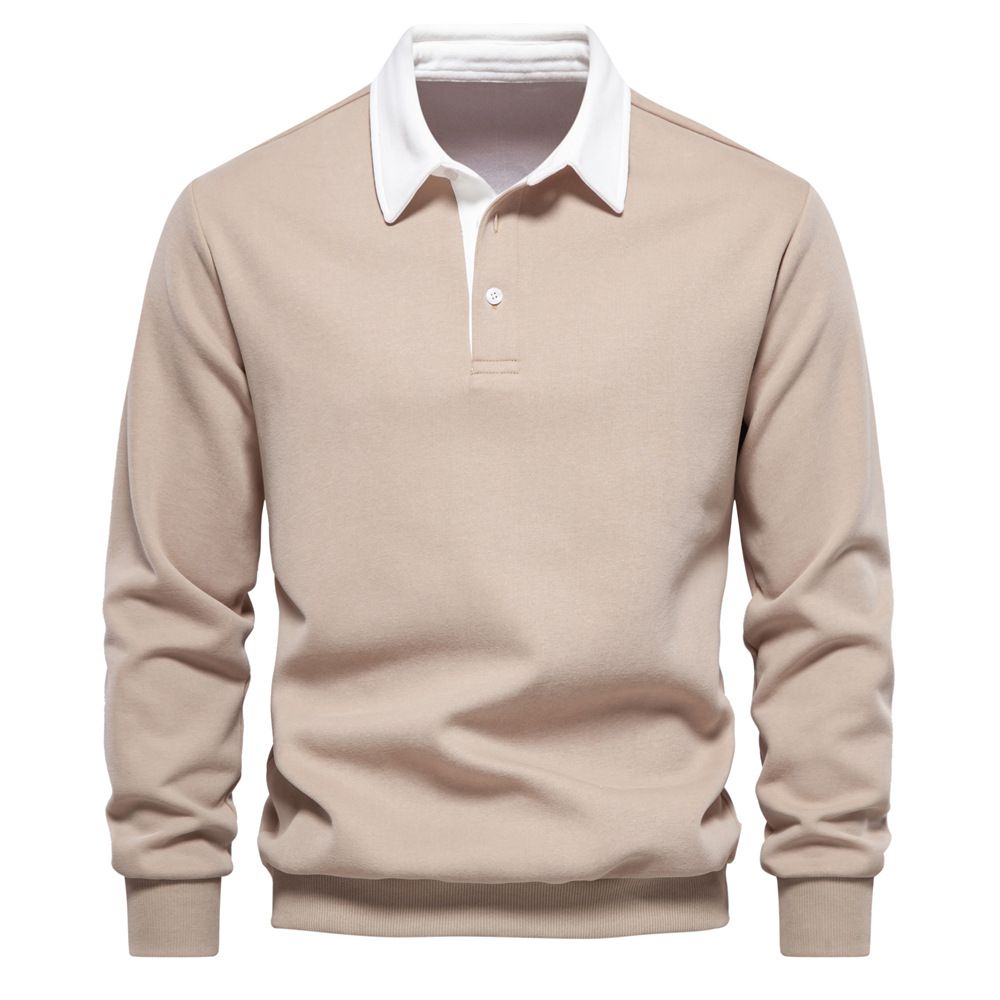 Lässiges Herbst-Sweatshirt für Herren mit langen Ärmeln und Revers - Weihnachtsgeschenk