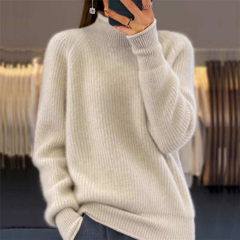 💥Neujahrsrabatt - 50% RABATT💥Einfarbiger einfacher Pullover mit Stehkragen für Frauen