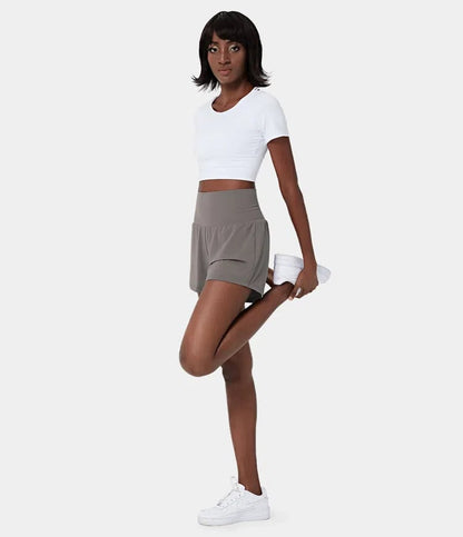 ✨️  2025 Hot Sale 49% OFF 🥰  2-in-1 Yoga Shorts mit hoher Taille und Seitentaschen