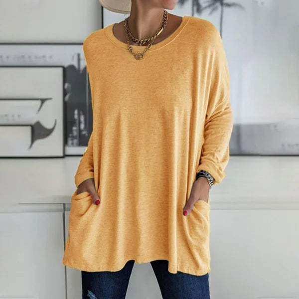👚49% Rabatt ✨Neues langärmeliges Baumwoll-T-Shirt mit lässiger Tasche