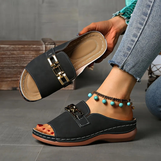 👡✨Orthopädische Sandalen mit goldener Schnalle
