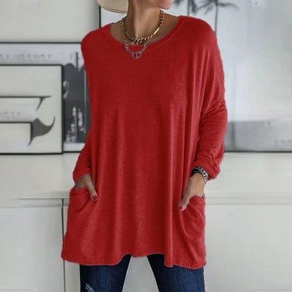 👚49% Rabatt ✨Neues langärmeliges Baumwoll-T-Shirt mit lässiger Tasche