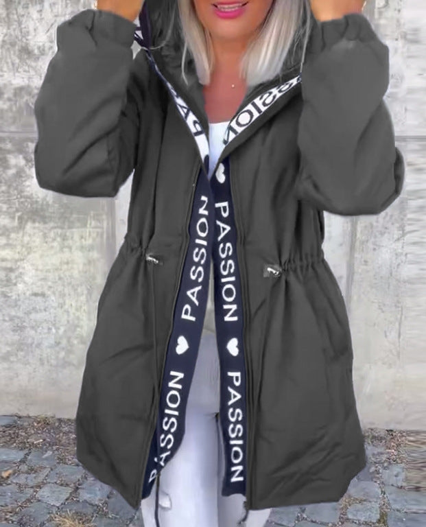 🎃Halloween-Aktion🔥Trendige Kapuzenjacke mit Kordelzug in der Taille für Damen