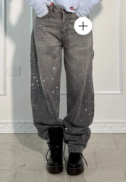 📢📢2026 Neue Kollektion – Zeitlich begrenzter Vorverkauf ✨ Damen-Jeans mit geradem Schnitt und Strasssteinen